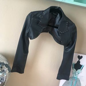 Soft studded lamb leather coat - shrug style